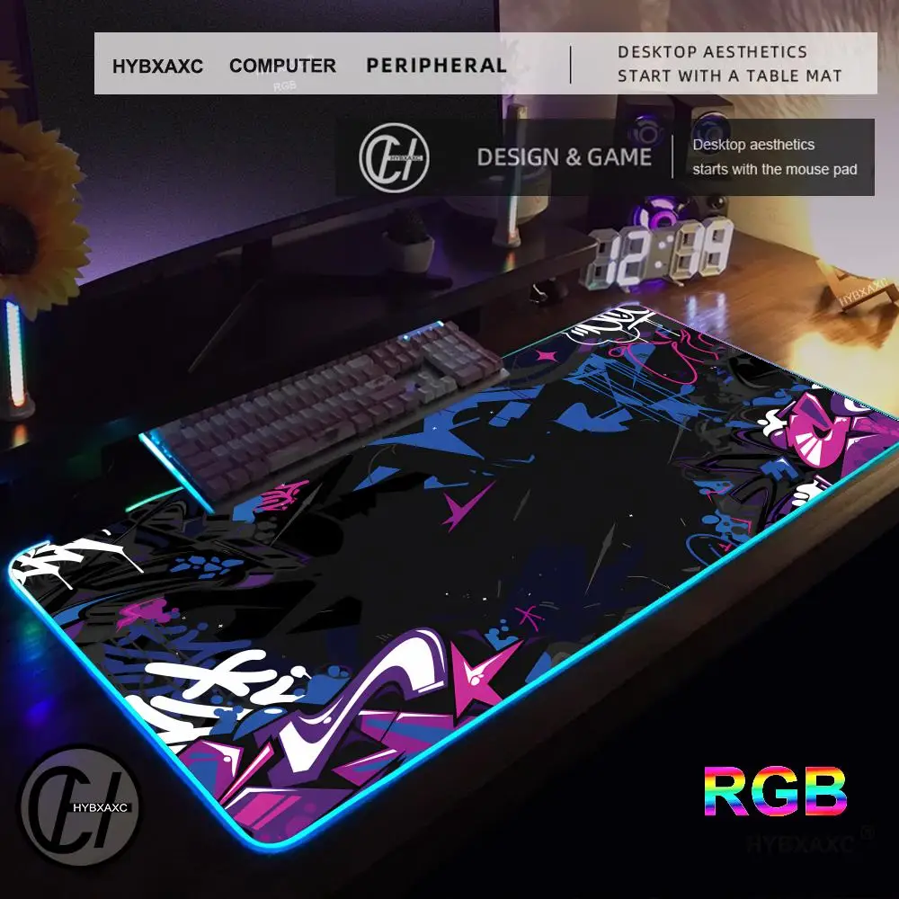 

Коврик для мыши RGB 30x60 см в стиле уличного граффити, игровой коврик для стола XAXC XXL, расширяемый компьютерный коврик для игр, резиновый коврик для клавиатуры и стола
