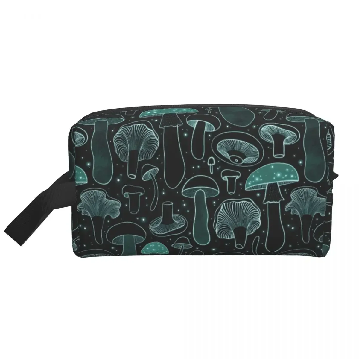 Custom Abstract Glowing Mushrooms Pattern Travel Cosmetic Bag Women Toiletry Makeup Organizer Ladies Beauty Storage Dopp Kit