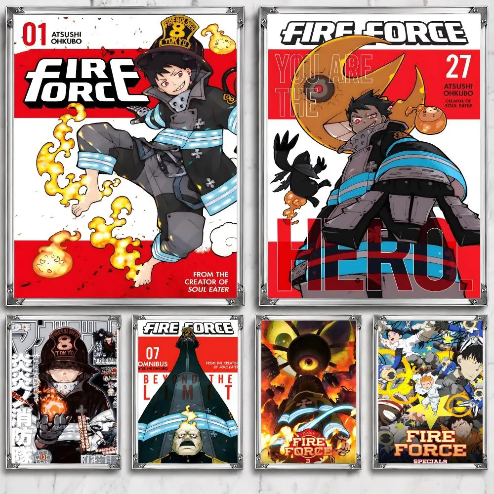 Anime F-Fire Force Japanese Manga Fantasy Dark Art Poster HD Wall Decor for Bedroom Living Room Dorm Bar Cafe Gift
