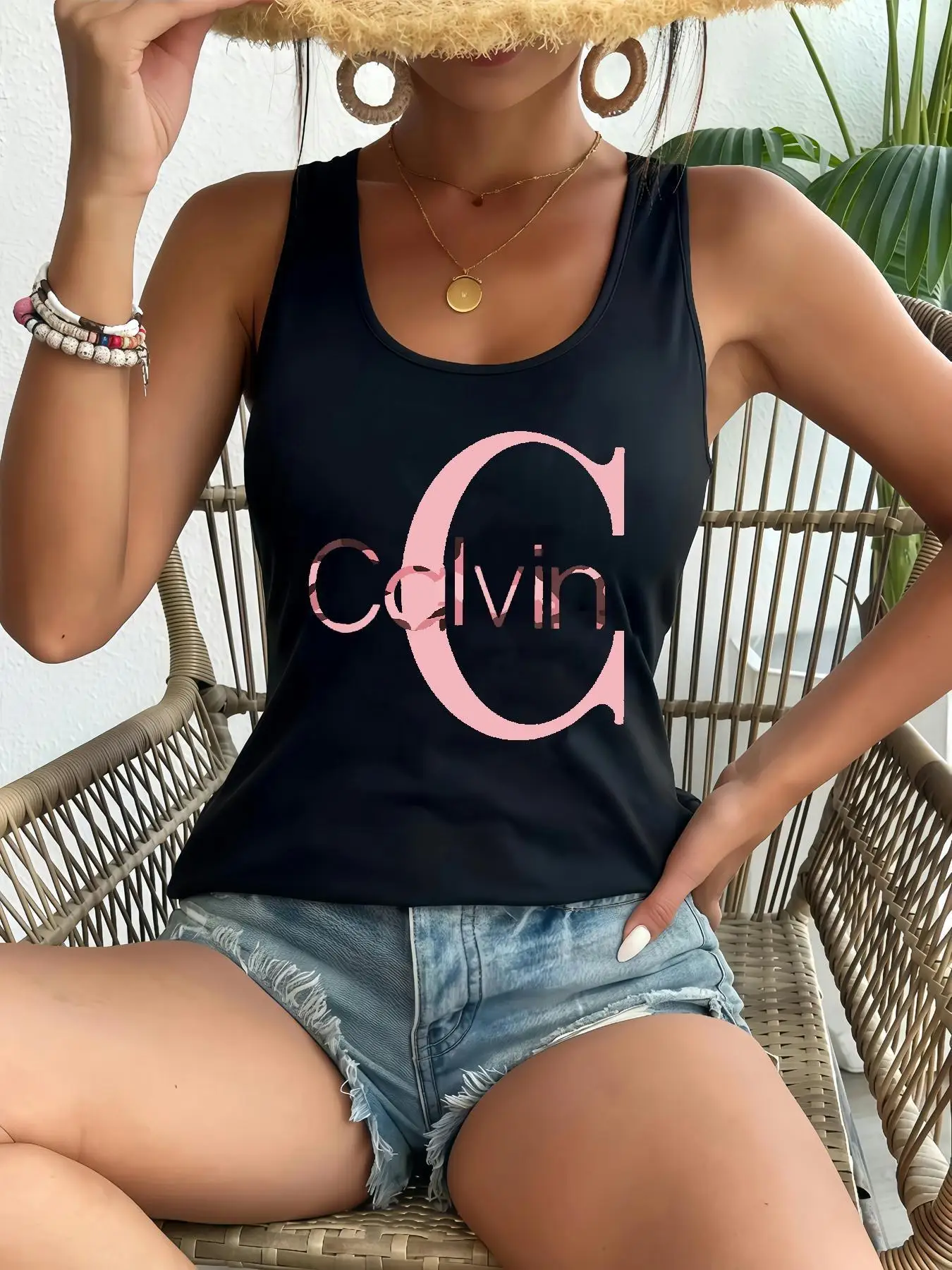 

Летняя женская свободная и персонализированная сетчатая жилетка с принтом «Ловец снов», удобная футболка без рукавов