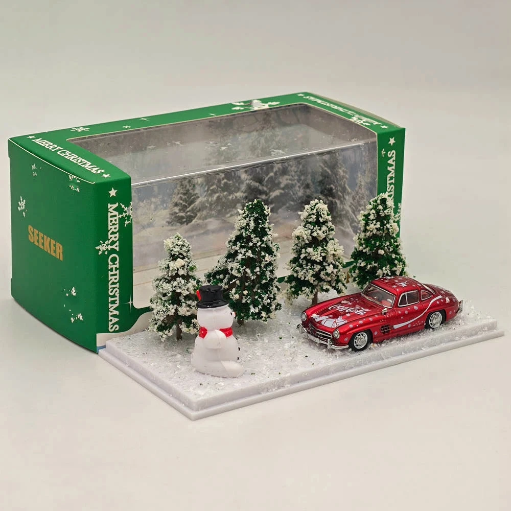 รถโมเดลไดแคสต์โลหะผสมคุณภาพสูง Seeker 1:64 300SL - ธีมคริสต์มาส เหมาะสำหรับผู้ที่ชื่นชอบการสะสมอายุ 14 ปีขึ้นไป เป็นของขวัญสะสม