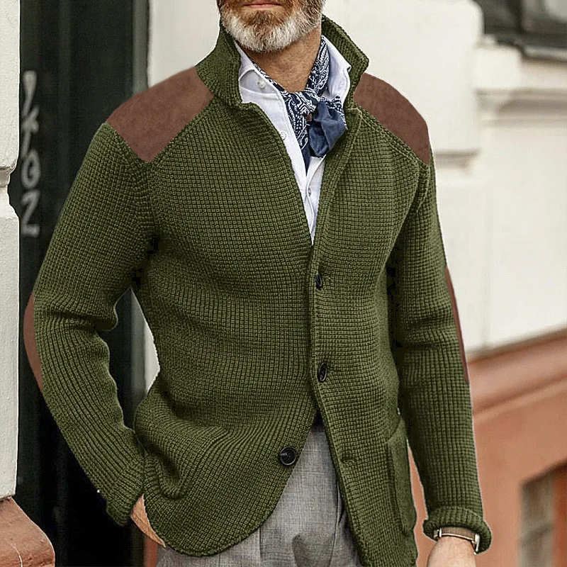 

Autumn And Winter New Sweater Cardigan Slim-fit Lapel Long-sleeved Knitted Jacket Large-size Men's Sweater