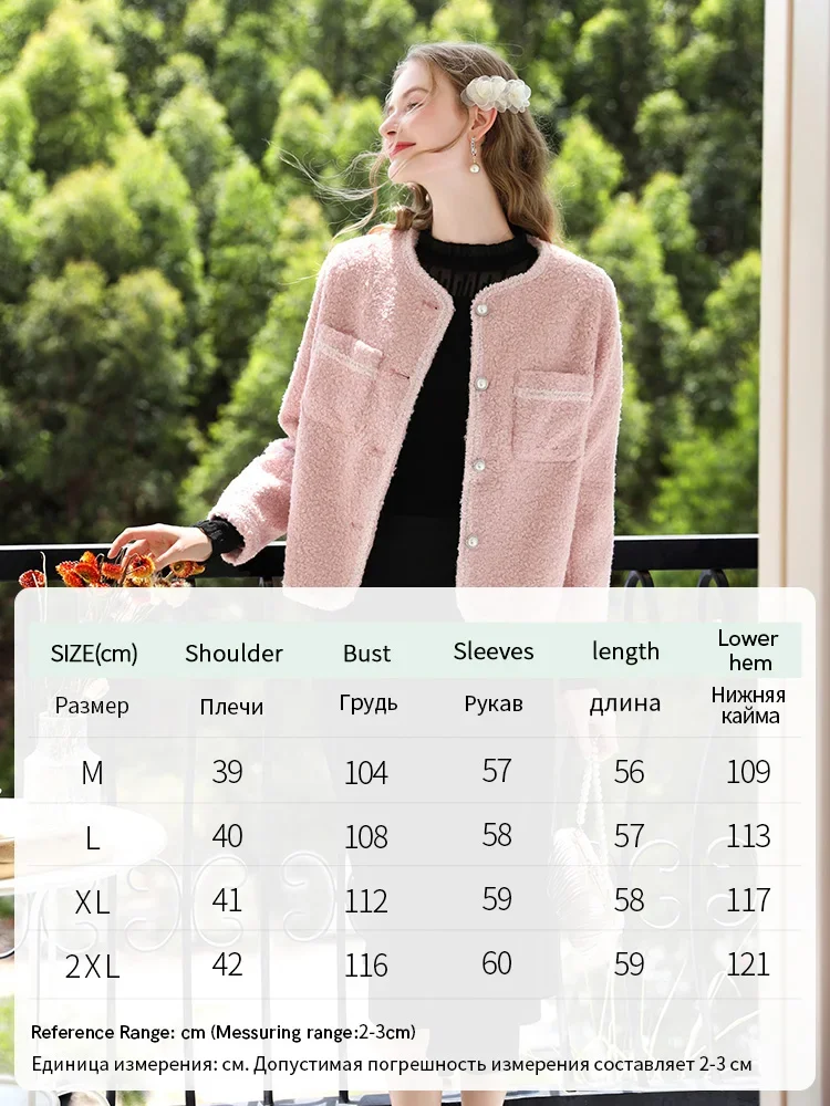 I BELIEVE YOU Pink Casual Luxury Jackets Coats for Woman O-neck Office Lady Short Cardigan Winter Clothes Women 2024 CWT235457A