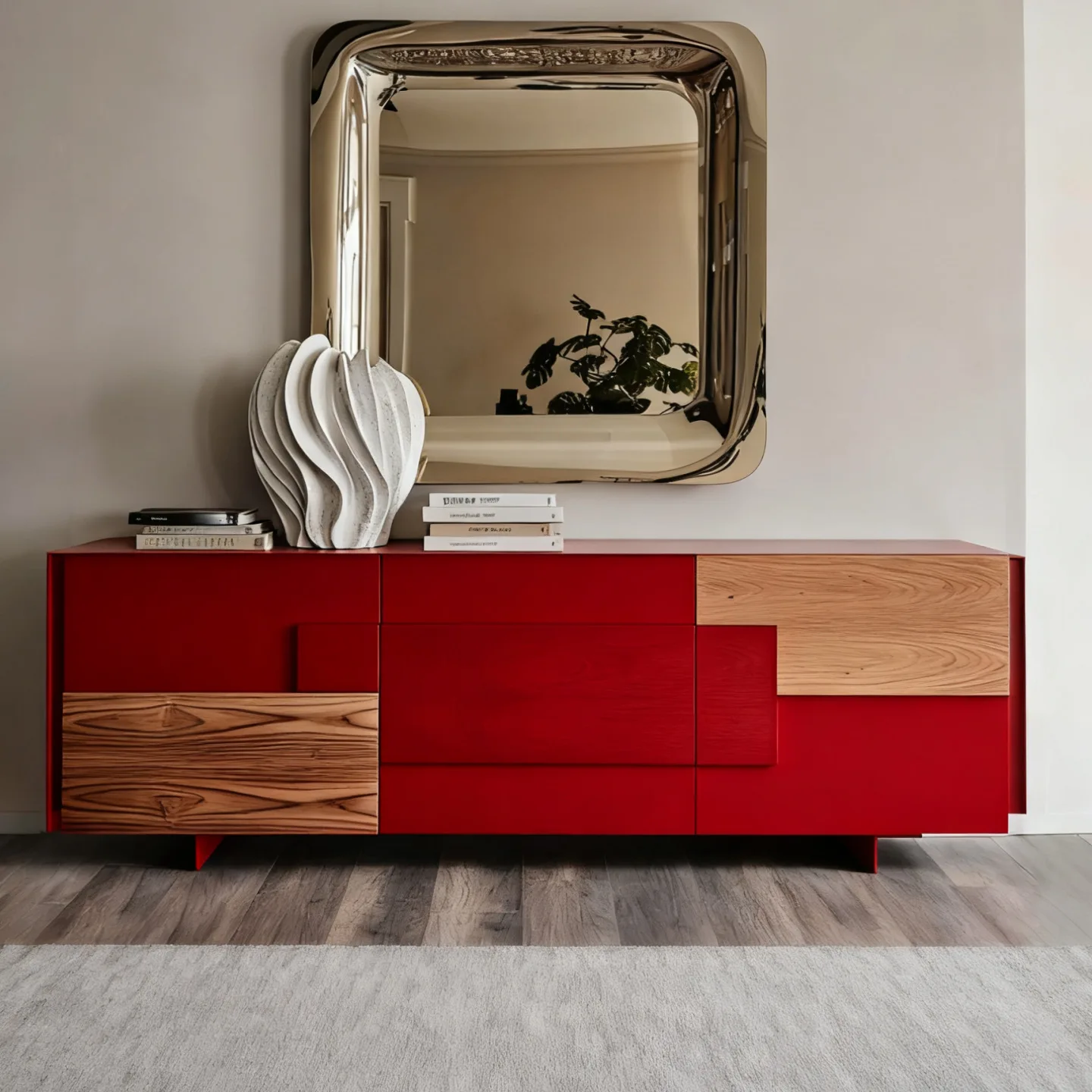 Italian light luxury, painted side cabinets, entrance porch cabinets, smoked wood color, decorative storage