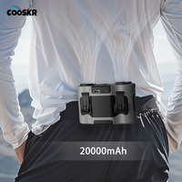 Waist Clip Fan Portable Outdoor Camping Waist Fan with Power Bank 20000mAh Rechargeable Double Air Outlet Mini Hanging Neck Fan
