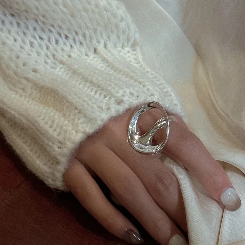 Women's 925 Sterling Silver Adjustable Vintage Circle Ring