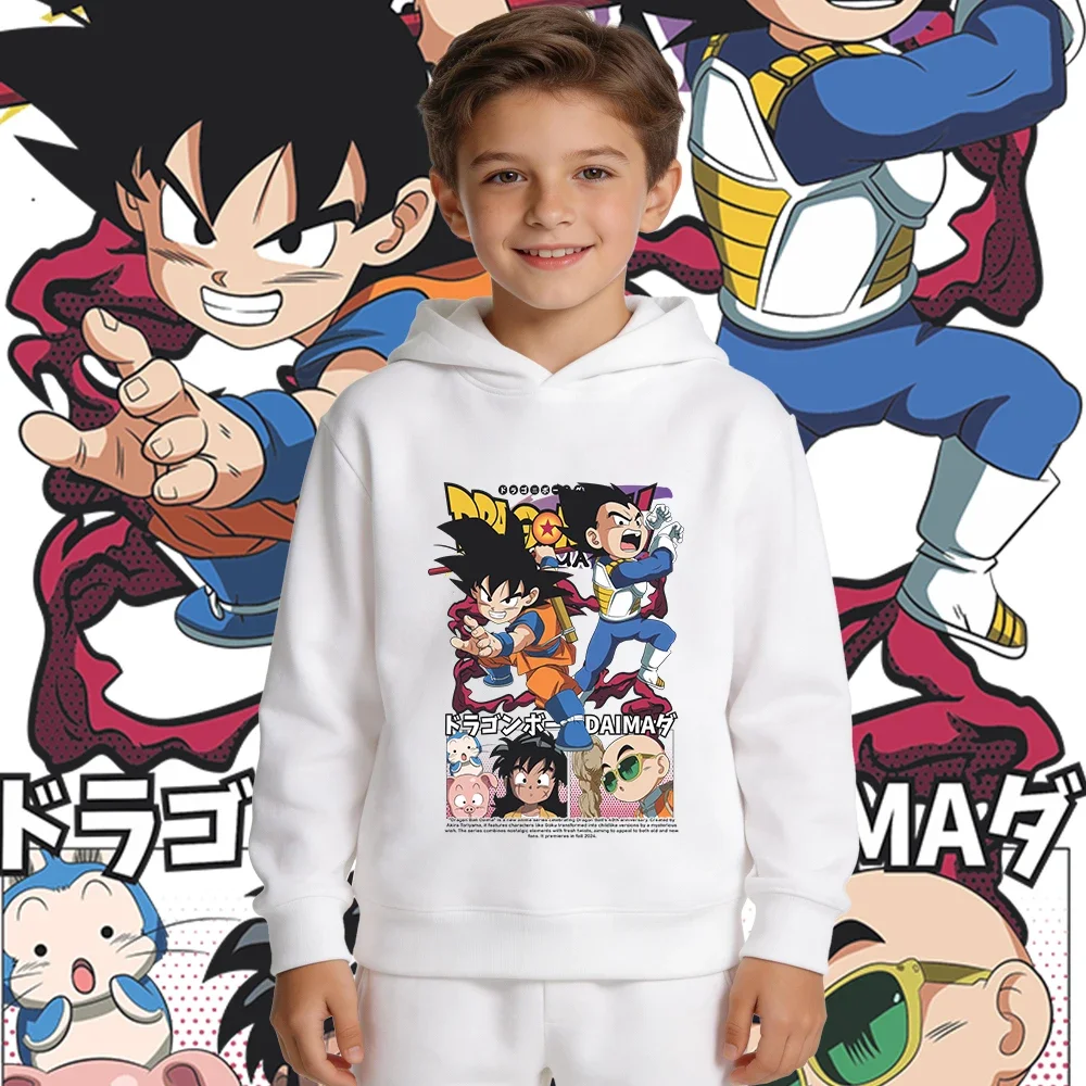 Dragon Ball Jugend Übergroßes Sport-Kapuzen-Sweatshirt - Saiyan Anime-Druck Atmungsaktiver Komfortabler Kinder-Mantel – Detail 3