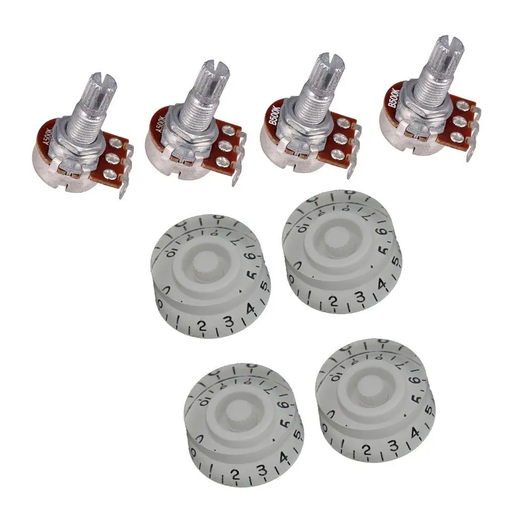 4 Piece Plastic Guitar Bell Knob Volume Control Knob Long Split Shaft Pot