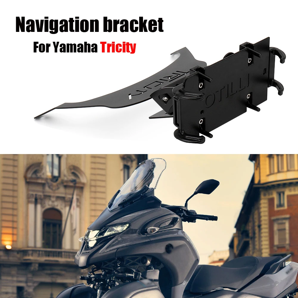 New Black Motorcycle Accessories Stand Holder Phone Mobile Phone GPS Navigation Plate Bracket For Yamaha Tricity TRICITY