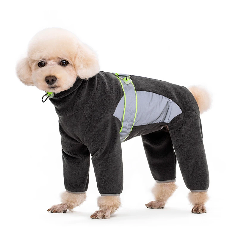 2024 Small Breed Dog Clothes Reflective Pet Dog Jumpsuit Fleece Winter Overalls For Dogs Boy Girl Dog Costume With Zipper