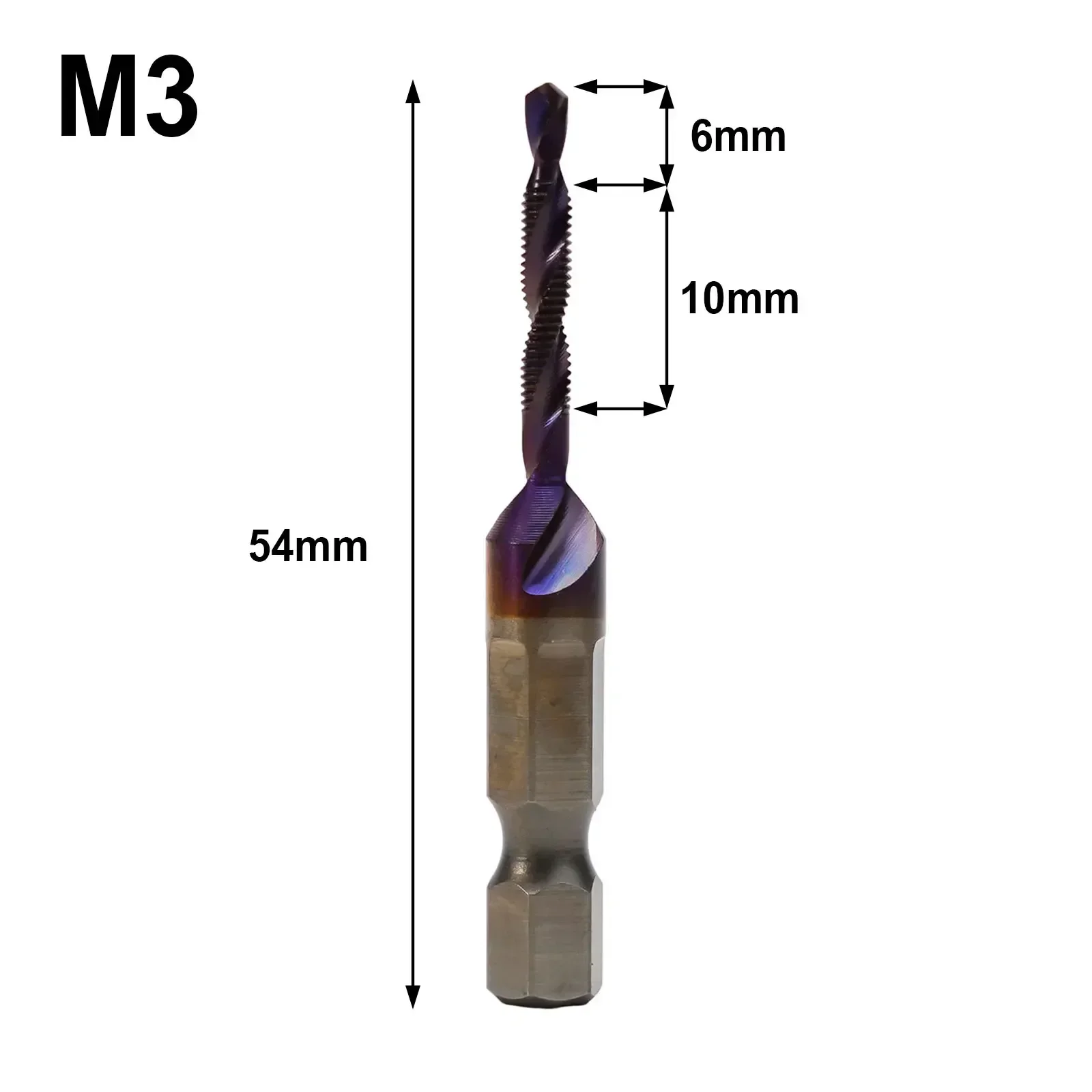 1pc Tap Drill Bit M3 M5 M6 M8 M10 Drilling Tapping Chamfering For Wood Aluminum Iron 1/4 Hexagon Shank Hand Tools Parts