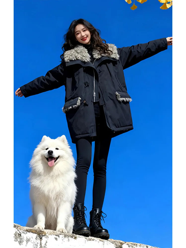 

Утепленная женская зимняя парка-пуховик с ретро-воротником, на пуговицах, из хлопка, стеганая куртка