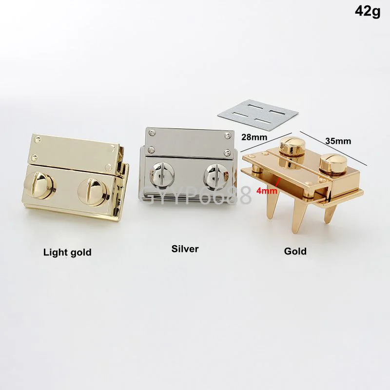 1-5-20 sets 35x28mm 4 Colors non tarnishing shiny color press lock for purse chain bags twist lock accessories parts