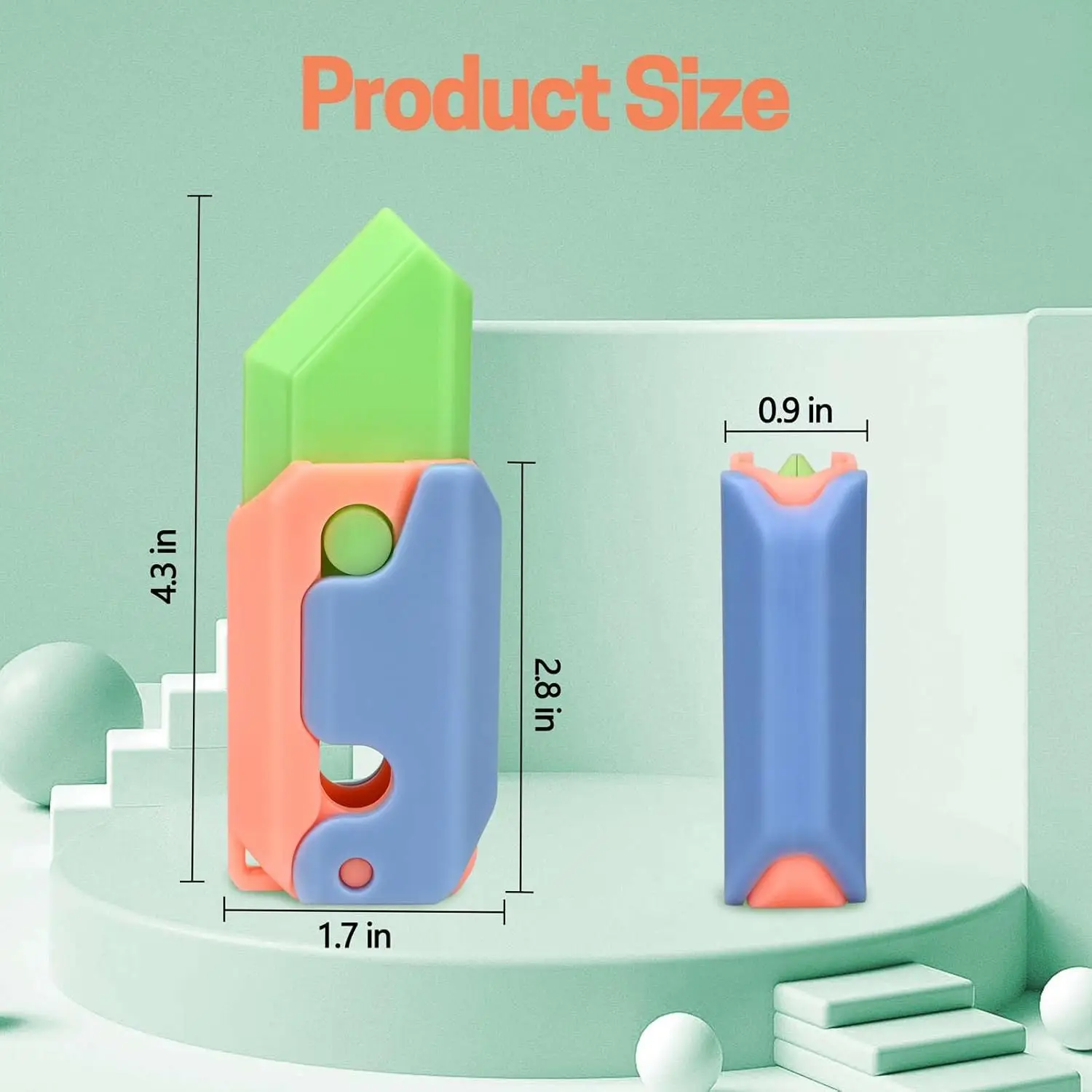 피젯 토이 3D 프린팅 중력 당근 나이프, 성인 및 어린이를 위한 감각 선물, ADHD 자폐증을 위한 불안 스트레스 해소 2개 발광