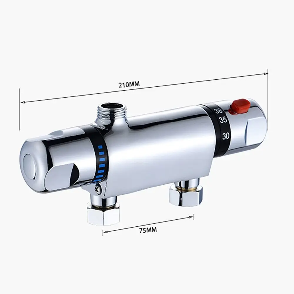 Thermostatic Shower Valve Chrome Bottom Bathroom Faucet Exposed Bar Shower Mixer Bathroom Accessories Valve Tap