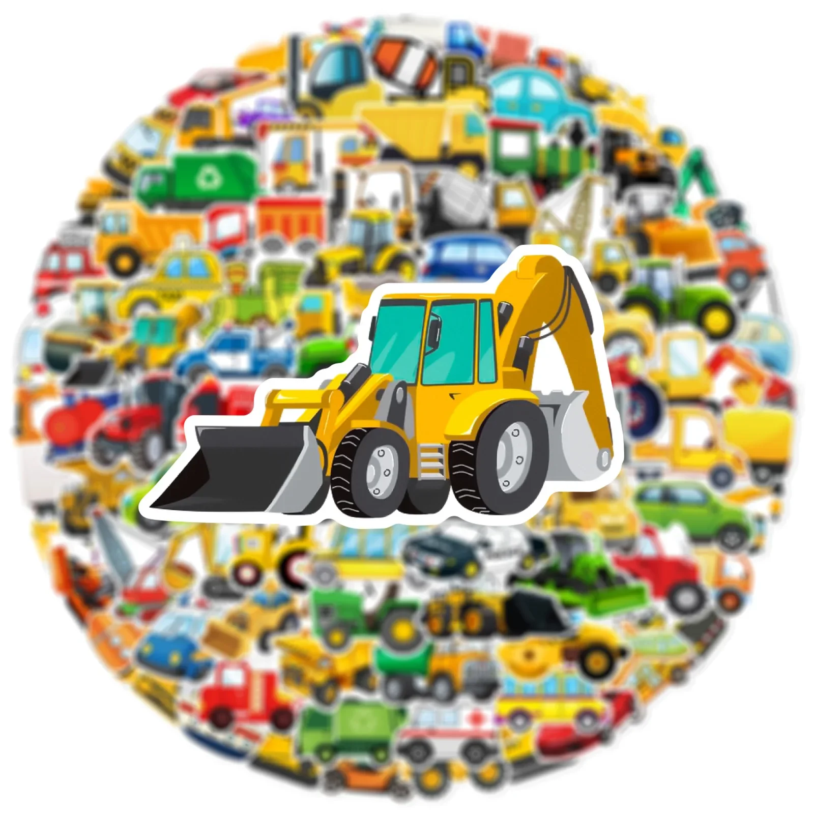 60/120 Stück Aufkleber für Baufahrzeuge, Bagger, Flugzeuge, Cartoon-Sticker, Graffiti, DIY, für Gepäck, Laptop, Handy, Fahrrad, Kinderspielzeug