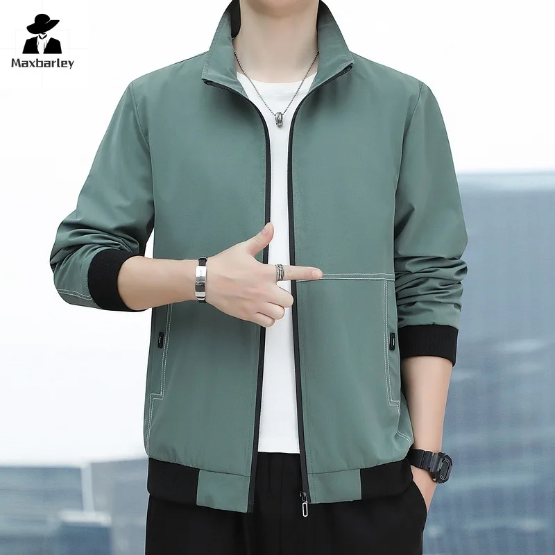 

Men's Casual Sports Jacket 2024 Autumn All-match Multicolor Stand Collar Thin Coat Men's Clothing Business Slim Baseball Jacket