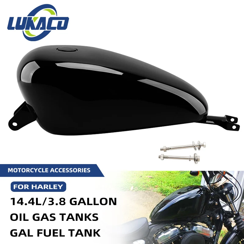 

Motorcycle Accessories 14.4L Iron Retro Oil 3.7 Gal.Gas Fuel Tank For Harley Sportster XL 883 1200 Forty Eight 2007-UP With EFI