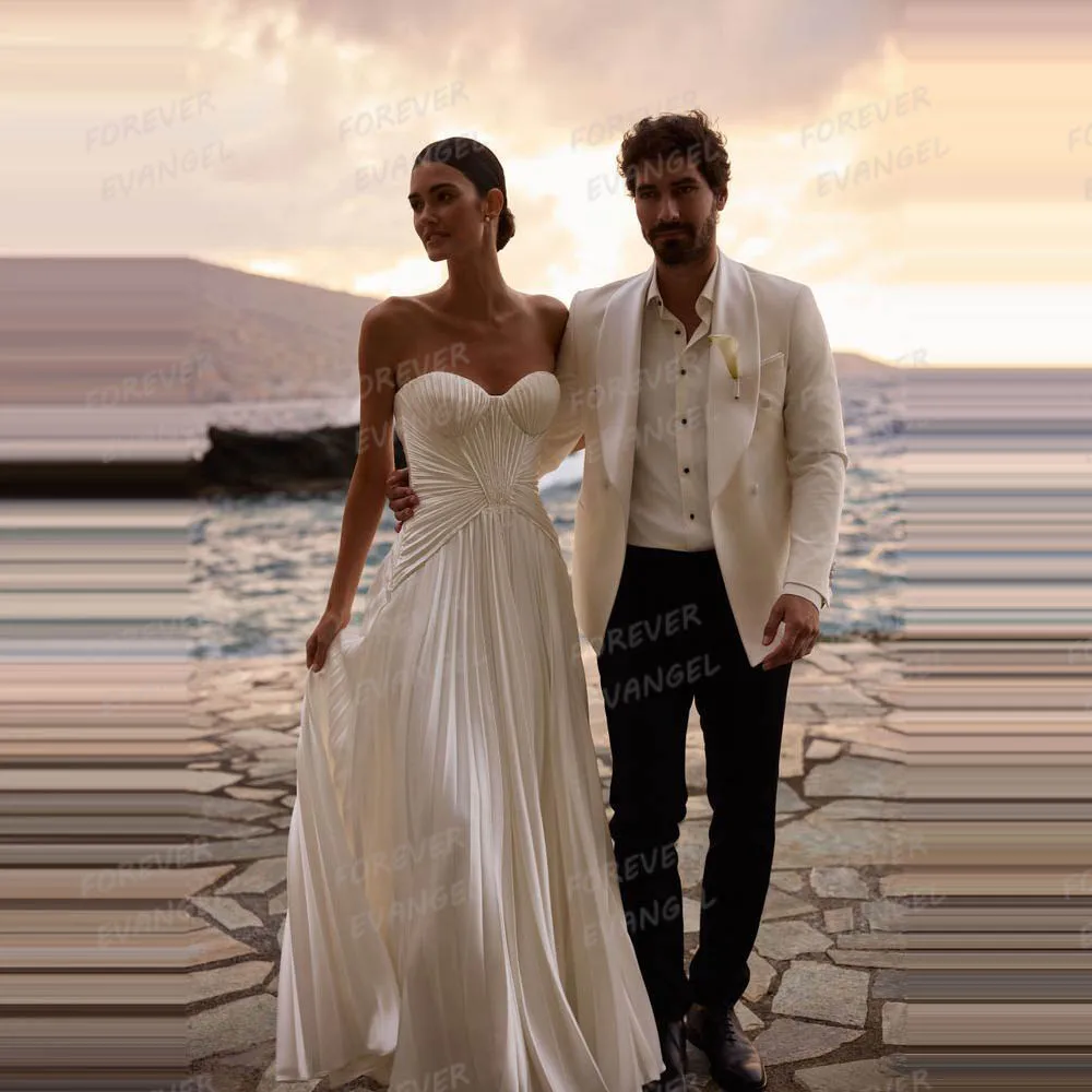 Simple Sexy Wedding Dresses A Line Woman Pleat Satin Sweetheart Sleeveless Bride Gowns Beach Party Customized Vestidos De Novia - AliExpress 320 Simple Sexy Wedding Dresses A Line Woman Pleat Satin Sweetheart Sleeveless Bride Gowns Beach Party Customized Vestidos De Novia - AliExpress 320