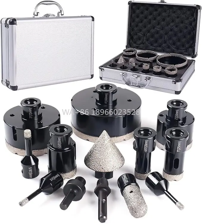 

Высококачественные вакуумно паяные корончатые сверла M14 5/8-11, набор алмазных инструментов для стеклянной плитки, фарфора, гранита, мрамора, набор фрез для отверстий