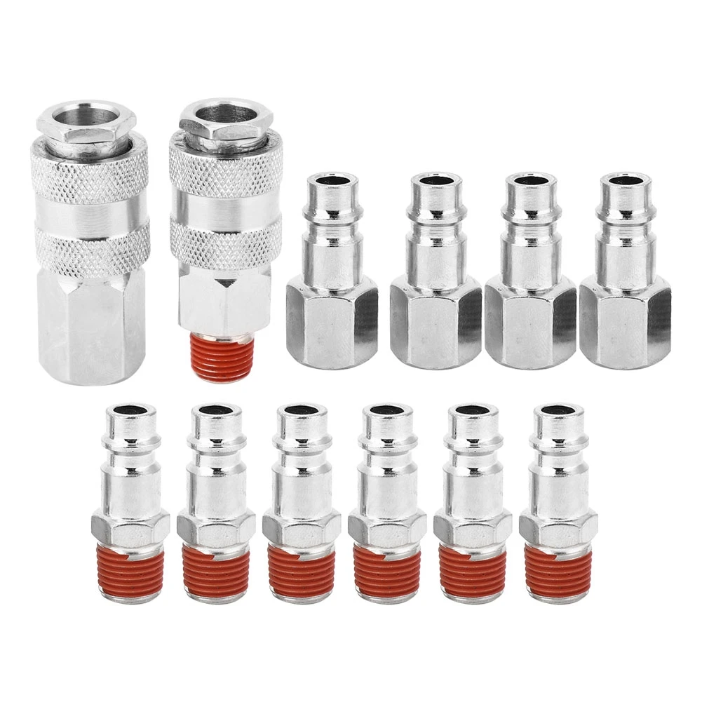 12pcs 1/4 Inch BSP Male Female Air Hose Connector Quick Release Coupler Pneumatic Fitting
