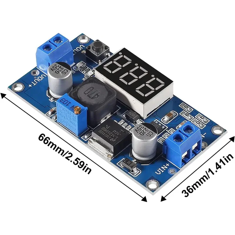 LM2596 Konverter Step Down DC Regulator Tegangan LED Display Voltmeter 4.0~40 Ke 1.3-37V Adaptor Buck Catu Daya yang Dapat Disesuaikan