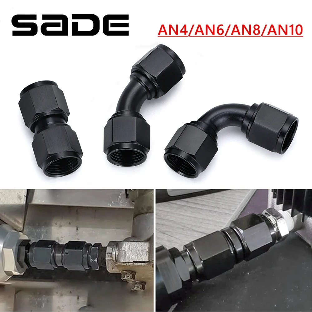 Universal AN4 AN6 AN8 AN10 Female To Female Union Aluminum 0/45/90 Degrees Hose Fitting Adaptors Elbow Oil Cooler Connectors