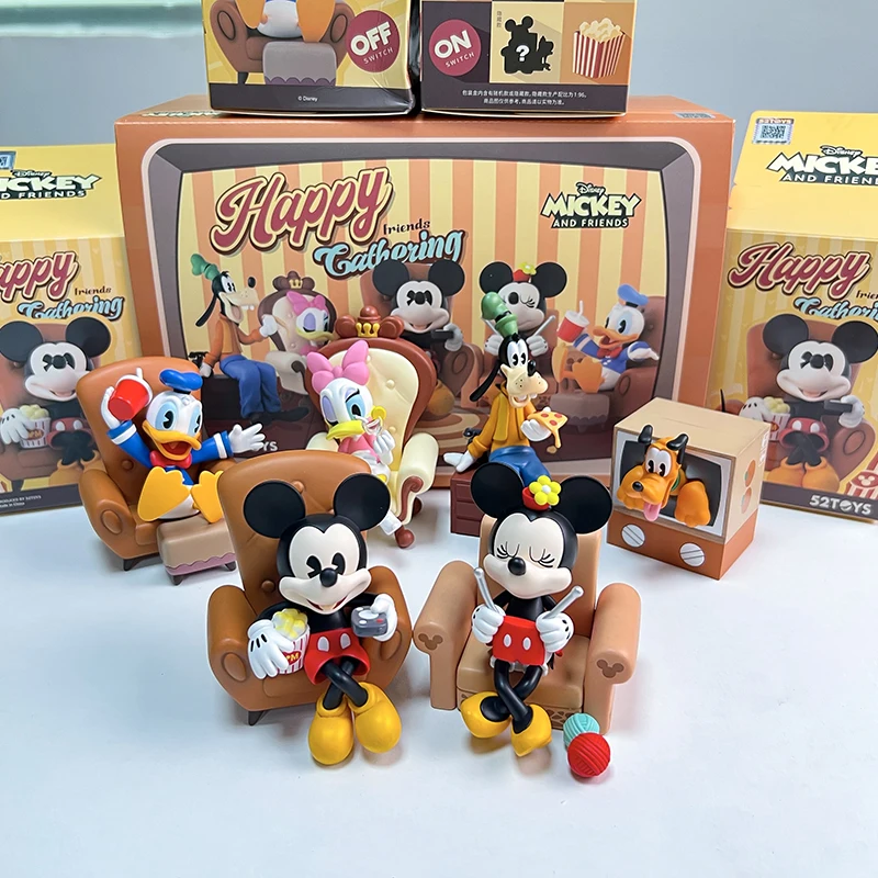 Genuine Disney Friends Happy Gathering Series Blind Box Cute Mickey Mouse Daisy Anime Figurine Model Collection Decor Toys Gift