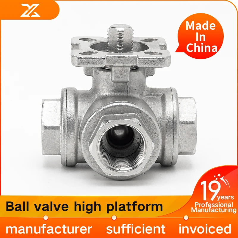 Imagem -02 - Três Vias Válvula de Esfera Plataforma Alta em Forma de t Rosca Interna Interruptor Q14 Q15 Dn25 50 Aço Inoxidável 304