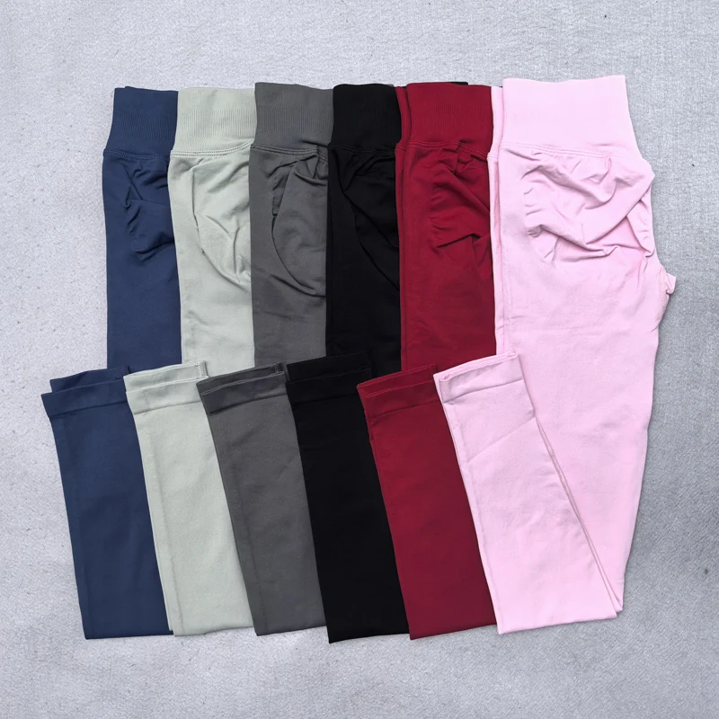 

Бесшовные леггинсы для йоги для женщин, леггинсы для подтяжки ягодиц, тренажерный зал, штаны для йоги, спортивные колготки с низким ребристым поясом