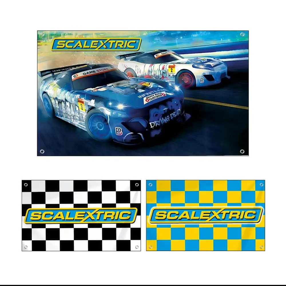 S-Scalextrics Model Motor Racing Flags Custom Wall Hanging Background Art Banner For Bedroom Home Living Room Outdoor Decor