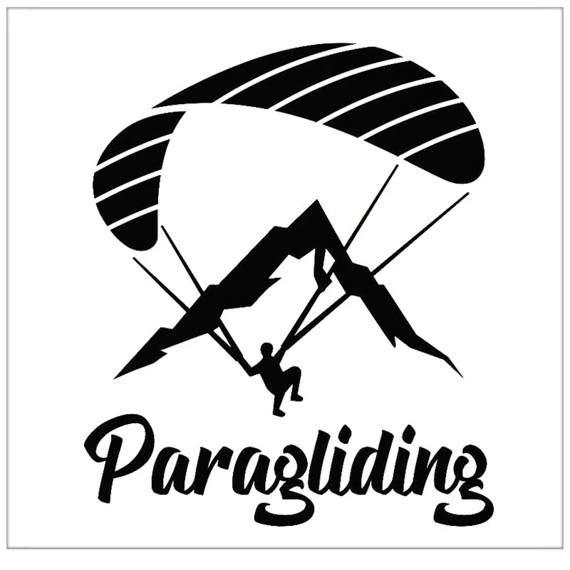 Black/Silver Paraglider Paragliding Extreme Sport Decor Car Sticker Motorcycle Decal Decorative Accessories 14.3CM*17.3CM