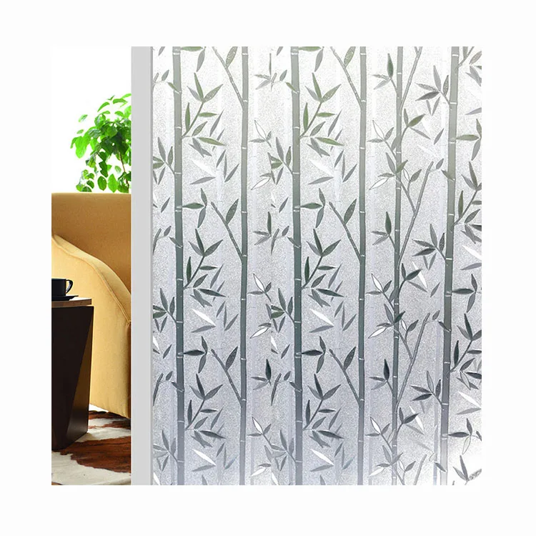 

Glass Privacy Sticker Frosted Glass Self Adhesive Window Cling Decorative 3D Bamboo Pattern Static Window Film