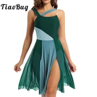 Leotardo de gimnasia de bloque de Color sin mangas para mujer, vestido de baile lírico contemporáneo moderno, Ropa de baile de Ballet de rendimiento