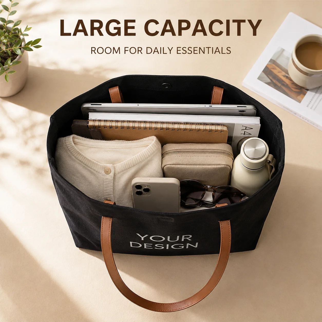 Personalized Custom Canvas Tote Bags Women Fashion Design Name Text Logo Shoulder Bag Eco-friendly Commuting Shopping Handbags