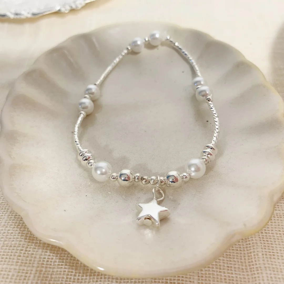 

DUTRIEUX Exquisite Elegant Stars Pearl Pendant Bracelet for Women Korean Style Light Luxury Sensation Bracelets Y2k Jewelry Gift