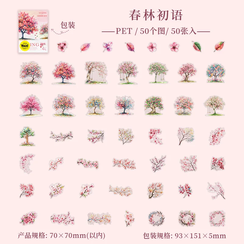 1pack Four Seasons Botanical Paper 50 Sheets European Tree Landscape Designs Nature Journaling Decoupage Projects