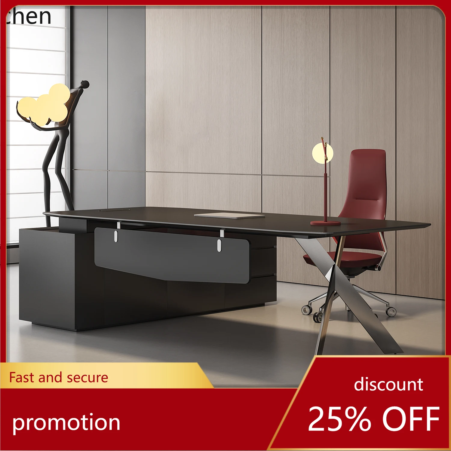

YXY Simple Modern High-End Office Desk and Chair Set