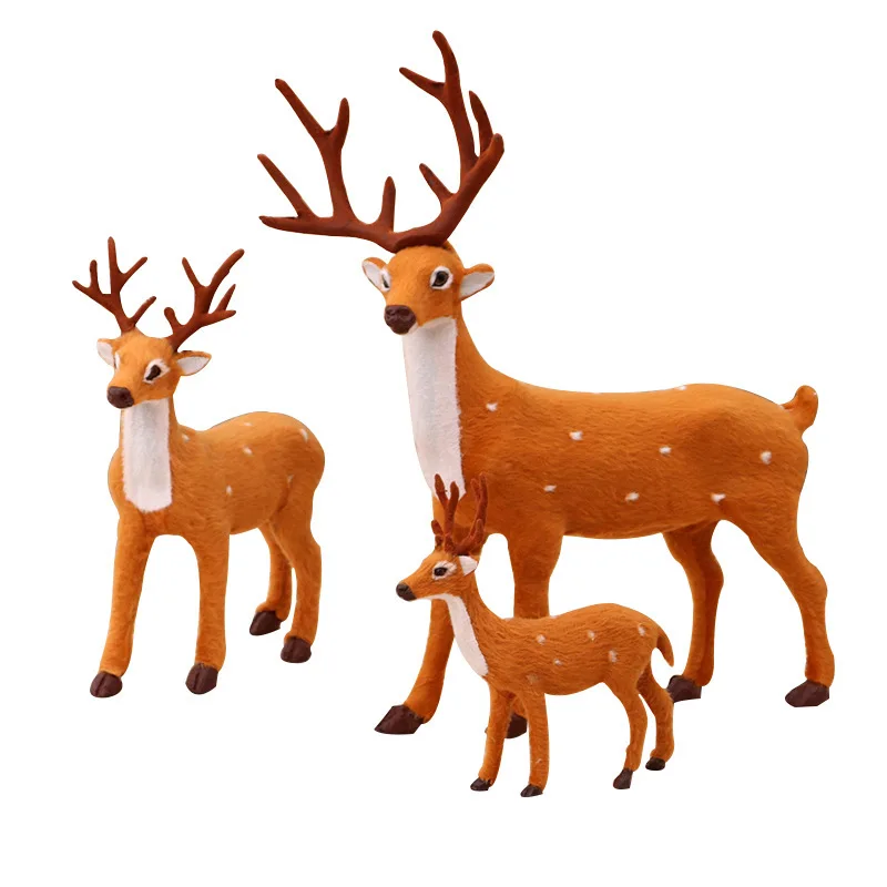 Sika Deer Ornaments Artificial Plush Reindeer Cute Christmas Elk Decorations Simulation Christmas Reindeer Figurine Child Gift