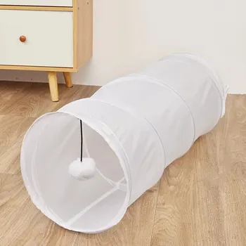 흰 고양이 터널 장난감 