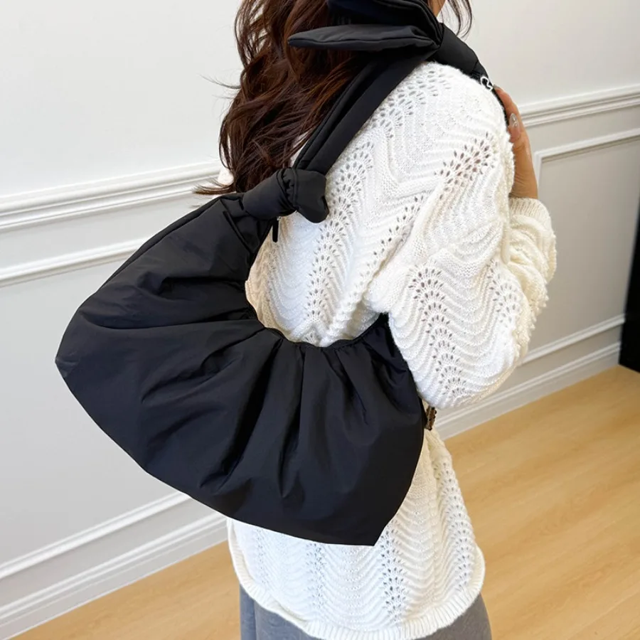 

Новая модная простая повседневная сумка для пельменей Yankee Hundred Hobo, женская сумка с бантом Yankee, плиссированные нишевые сумки на плечо для отдыха