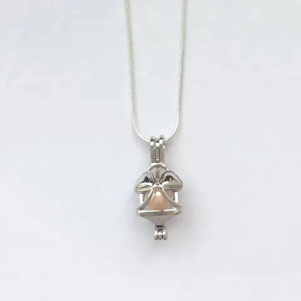 Diversão jóias com pingente de biquíni gaiola, desejo Pearl Oyster Medalhão, Natural pérola mexilhão, branco rosa roxo