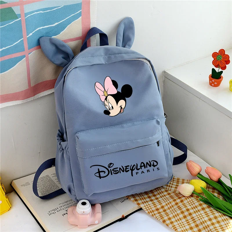 Disney Mickey Minnie Waterproof Teenage Nylon Book Bags Large Capacity Backpack Creative Students School Bag Kids Travel Backbag