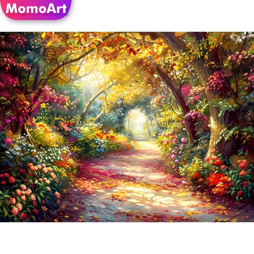 Momoart Diamond Painting Street Landscape Kit Full Square Round Diamond Embroidery Tree DIY New Collection Mosaic Unique Gift