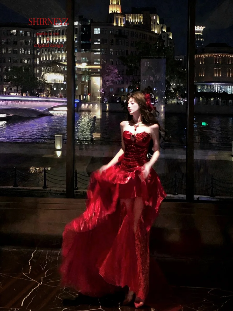 

Новинка: Сексуальное облегающее вечернее платье Xin Ni с асимметричным дизайном, красное, для новогодних торжеств, для женщин