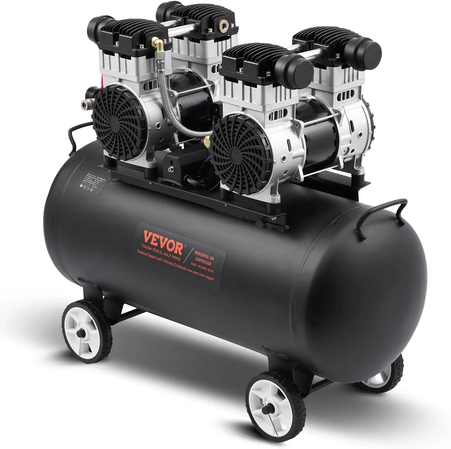 Air Compressor 20 Gallon Steel Tank 4HP 10 6 CFM 90 PSI Oil Free Air Compressor Max 125PSI Pressure 78dB Ultra Quiet