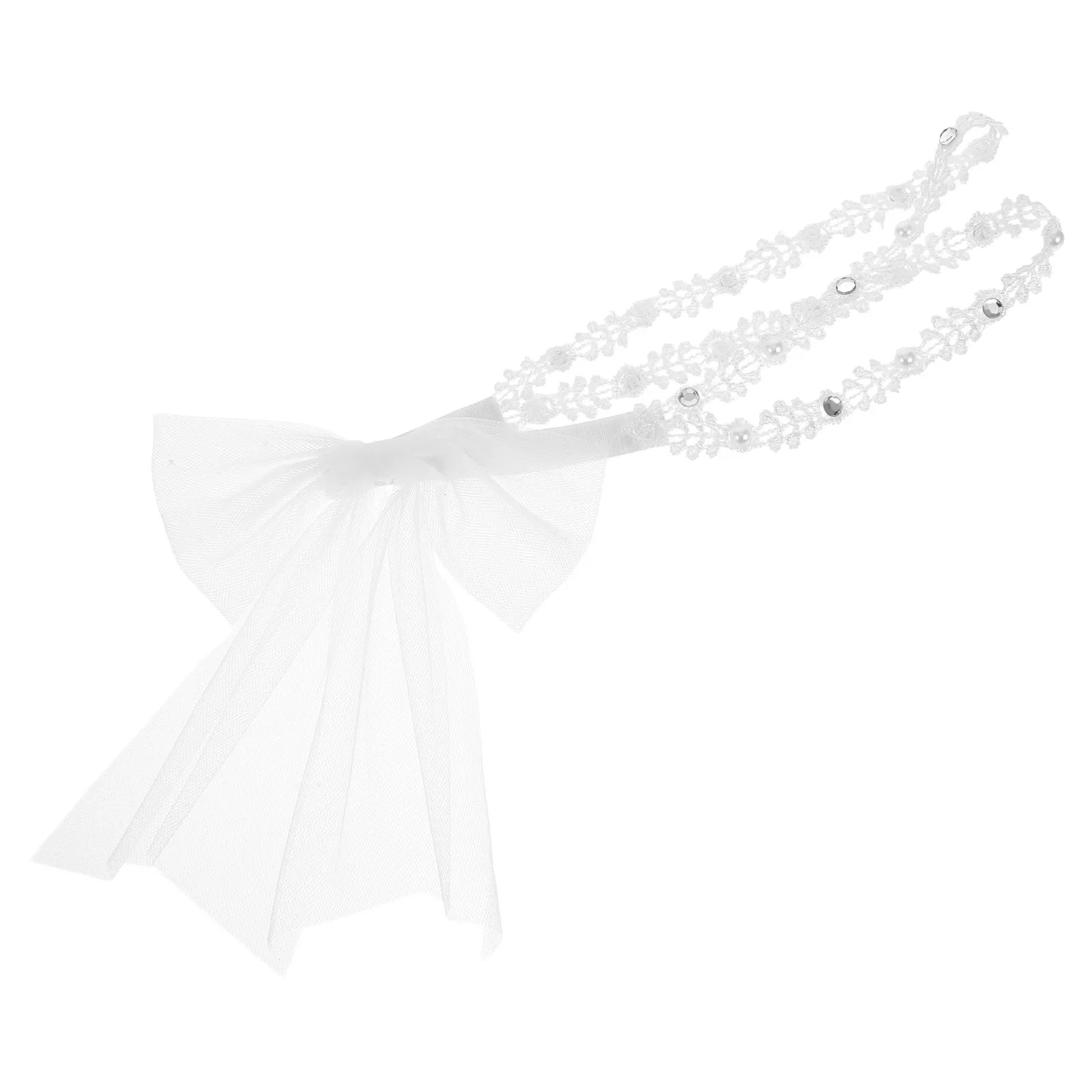 

White Lace Bowknot Hair Accessories Soft Stretch Kids Hairband Lightweight Headband for Party Daily Use Kids Hairband