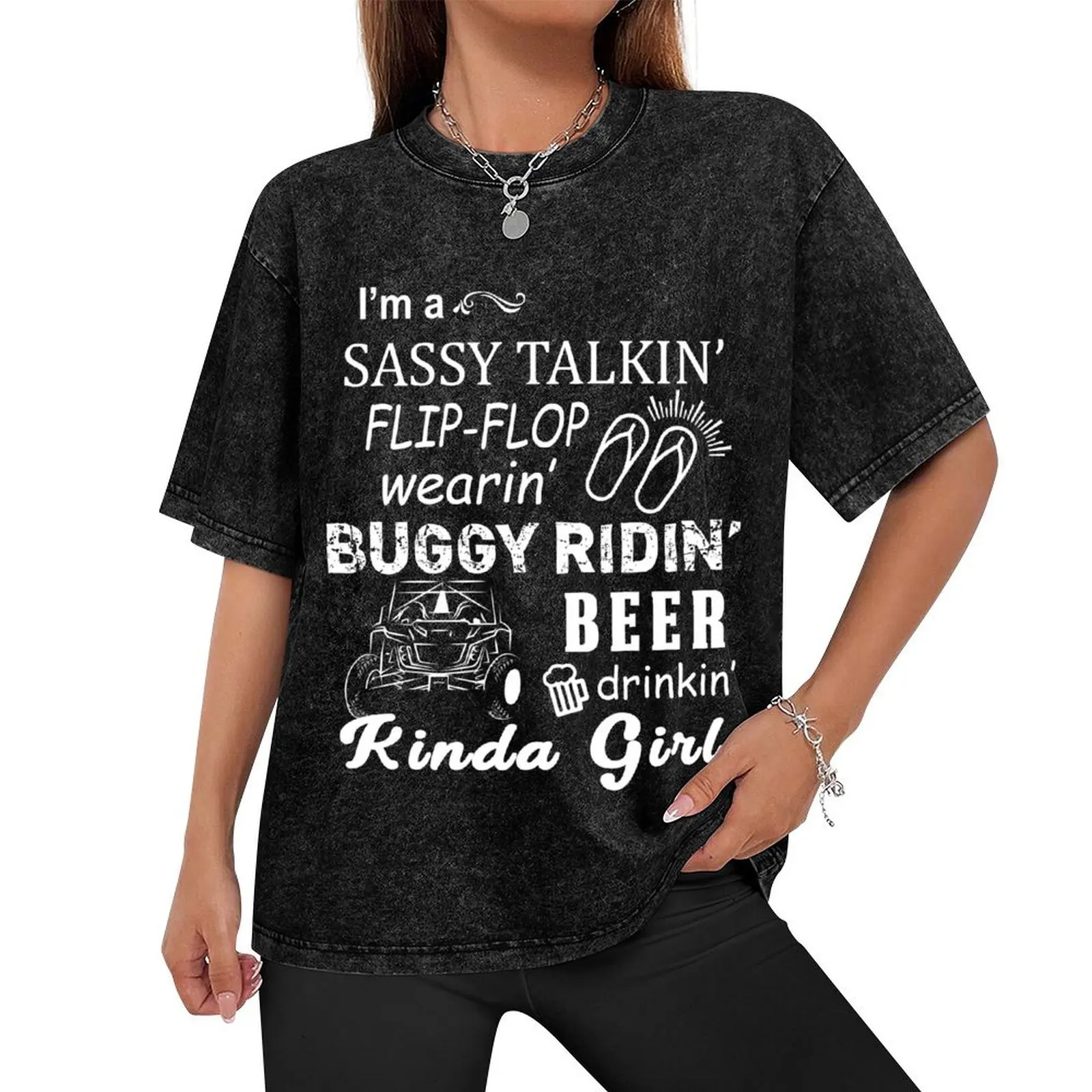 Sassy Talkin', Flip Flop Wearin', Beer Drinkin' Buggy Ridin Girl T-Shirt graphic tee shirt blue archive T-shirt men