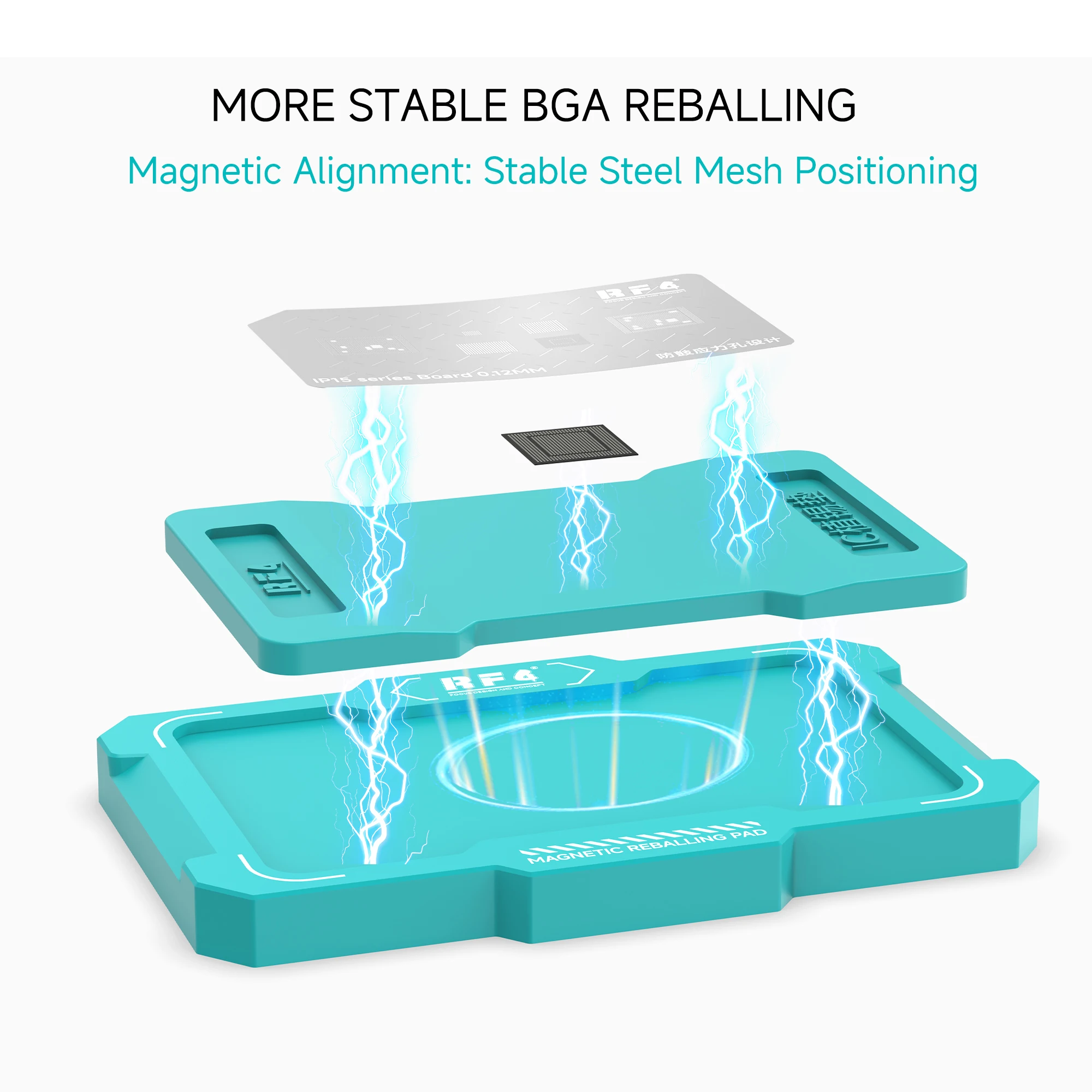 RF4 RF-MRP Magnetic Reballing Pad 500C Heat Resistant Silicone BGA IC Stencil for iPhone Android Motherboard Repair