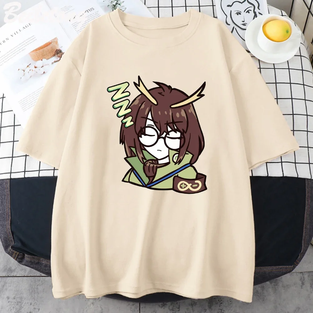 Anime Arknights T Shirt Pramanix Siege Silence Skadi Game Cosplay Unisex Pure Cotton Men Women Tops Summer Cartoon Prints Short - view 5